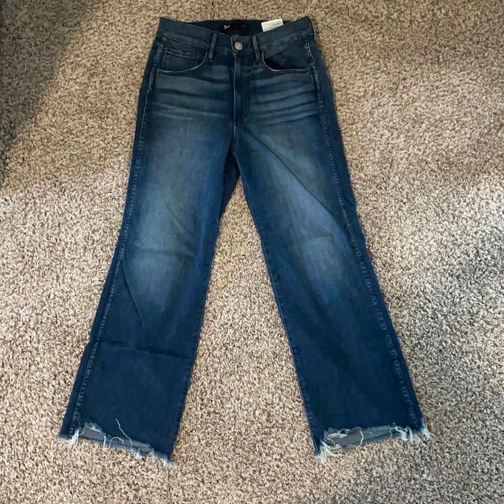 3x1 Shelter Wide Leg Raw Hem Cropped Jeans